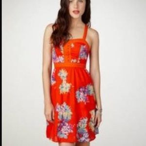 American Eagle Outfitters Mini Dress Cotton Sleeveless V Neck Red Blue Floral 6